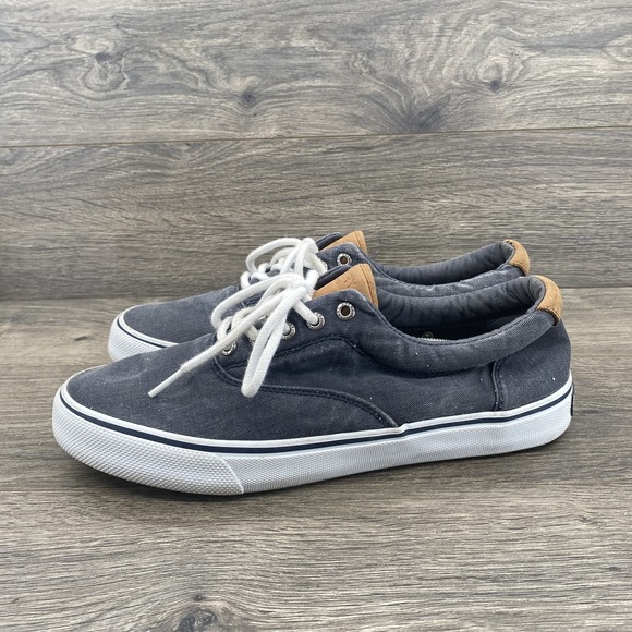 Sperry Shoes Mens Size 10 Blue Gray Canvas Lace Up Casual Low Top STS22044 - Picture 1 of 10